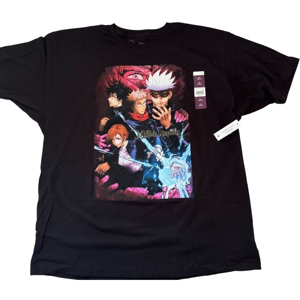 Jujutsu Kaisen Anime Graphic T-Shirt Mens 2XL Black Cotton Crunchyroll NWT